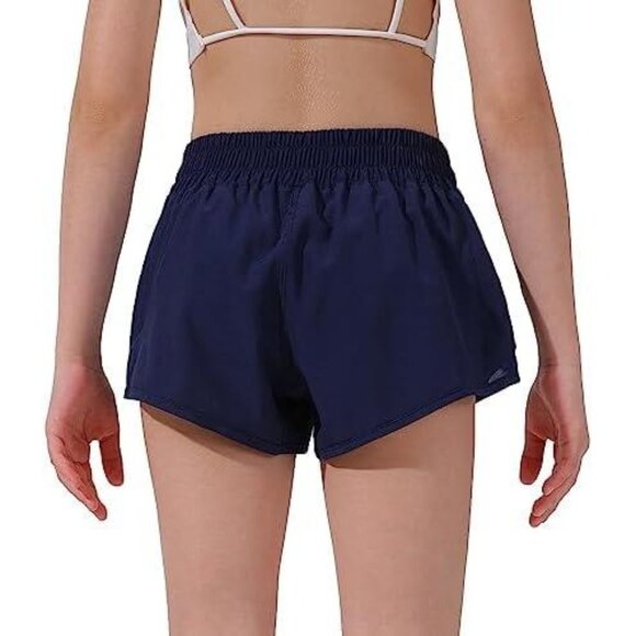 Girls' Lightweight Athletic Shorts: Active Sportswear with Zip Pocket Navy XS - Picture 4 of 8